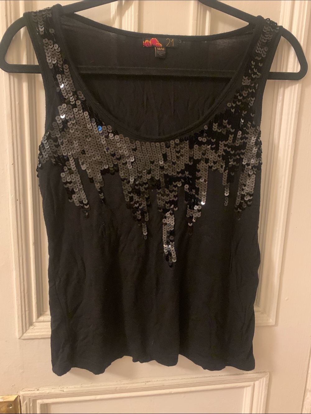 Forever 21 Black Sequin Scoop Tank